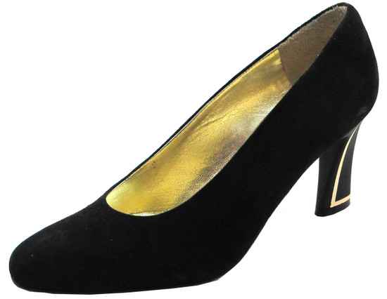 Linea Barbarella 1073 Women's Italian Mid Heel  Pump In Black And Brown