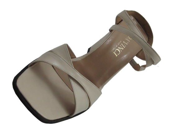 Women's Italian Slip on Sandal With Wedge Heel 1898, Beige