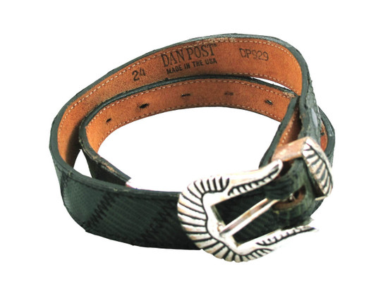 Women's Dan Post Western Lizard skin stitched Leather Belt in Green and Red