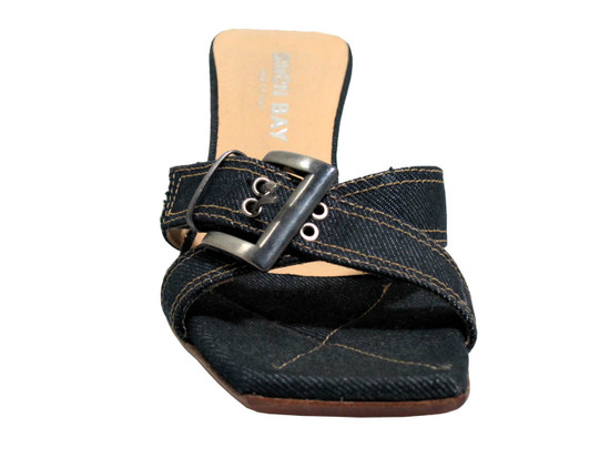 Simon Bay 9248 Women's Low Heel Denim Sandals,Square Toe