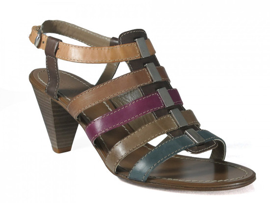 Davinci Women's Italian Leather Strappy Multicolor Mid Heel Sandal 3066