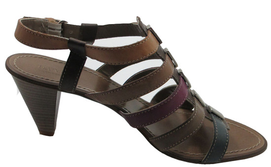 Davinci Women's Italian Leather Strappy Multicolor Mid Heel Sandal 3066