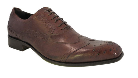 Redwood Men's Italian 6971 Oxford Lace Up Dressy Shoe Brown