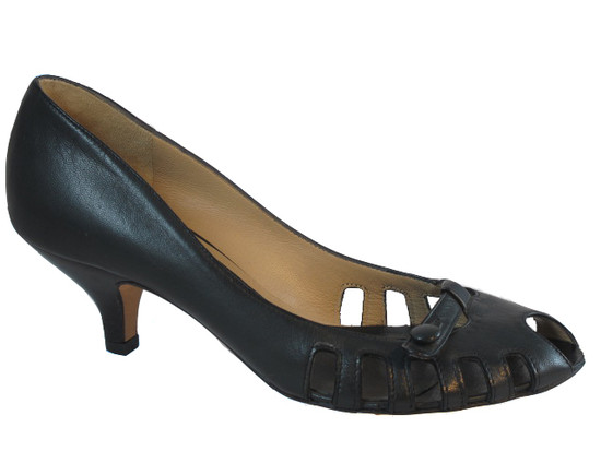 The Seller Italian Leather Summer Shoes Pep Toe  3646 Black