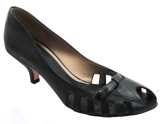 The Seller Italian Leather Summer Shoes Pep Toe  3646 Black