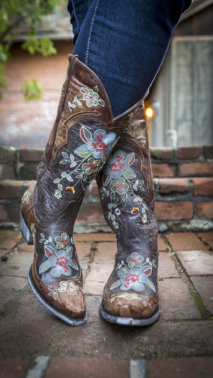 Old Gringo Bonnie L649 women's floral cowboy boots in brown