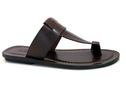 Davinci 3905 Men's Italian push In Toe Leather Sandals, Brown