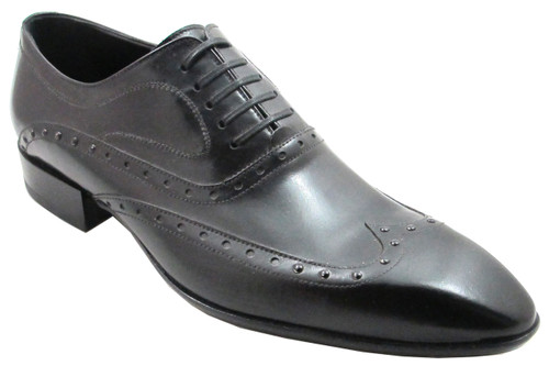 Men's pointy laceup oxford Shoes Black style 10197 By Italian Designer ...