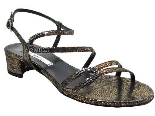 Low Heel Dressy Strappy Shimmer Sandal 
