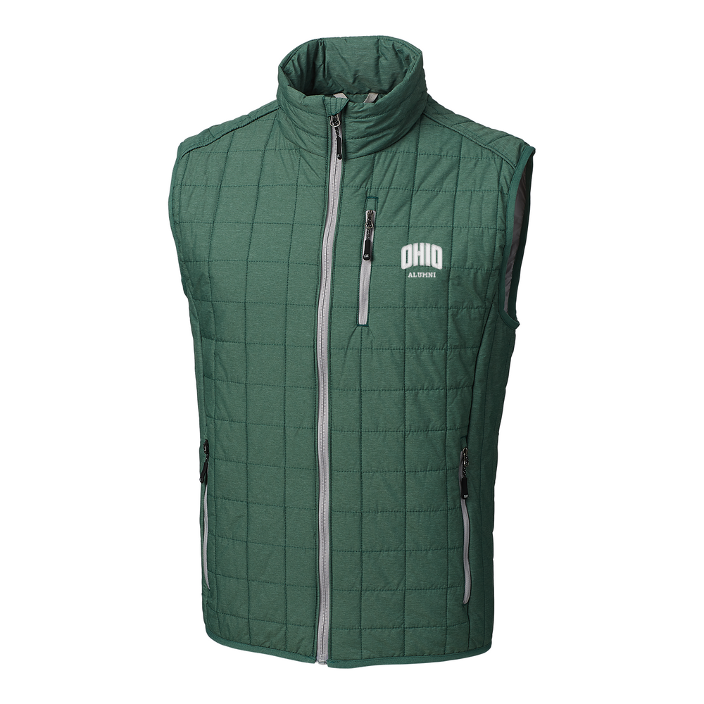 OHIO UNIVERSITY CUTTER & BUCK MEN'S RAINIER PRIMALOFT ECO FULL ZIP VEST