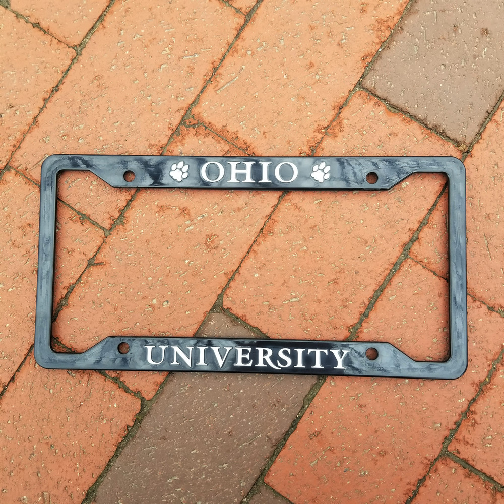 OHIO UNIVERSITY LICENSE PLATE FRAME WITH PAW PRINTS
