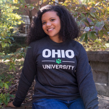 STACKED OHIO UNIVERSITY WITH PAW CREW NECK SWEATSHIRT