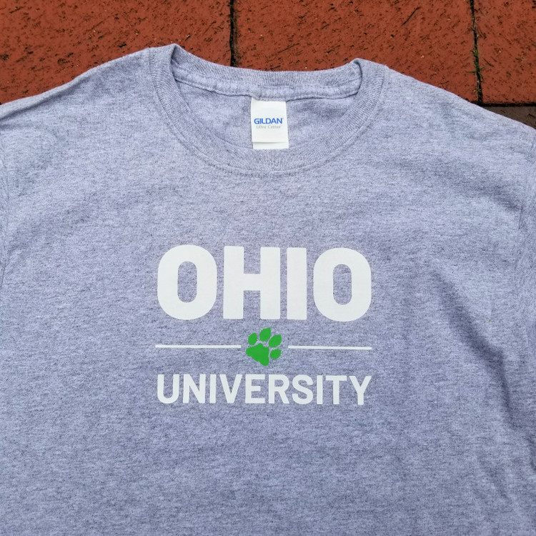 YOUTH STACKED OHIO UNIVERSITY WITH PAW LONG SLEEVE T-SHIRT - LARGE