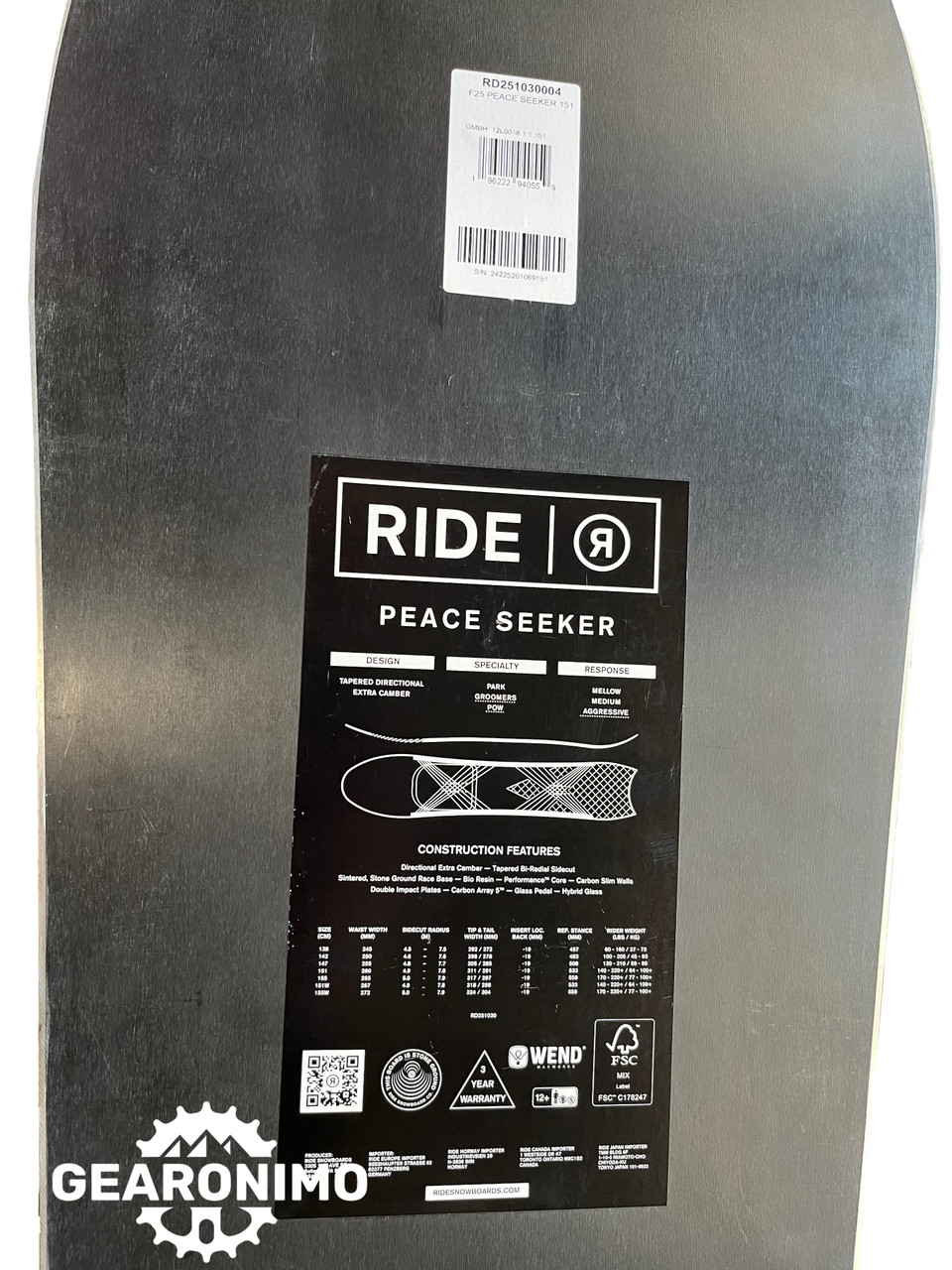 Ride Peace Seeker 151 cm 2025