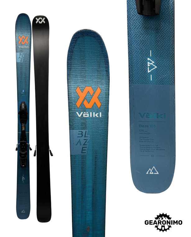 Volkl Blaze 106 Skis with Tyrolia SP10 bindings - 174cm