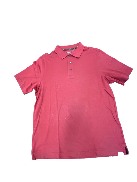 Eddie Bauer Short Sleeve Red w/ 1/4 Button Mens Med