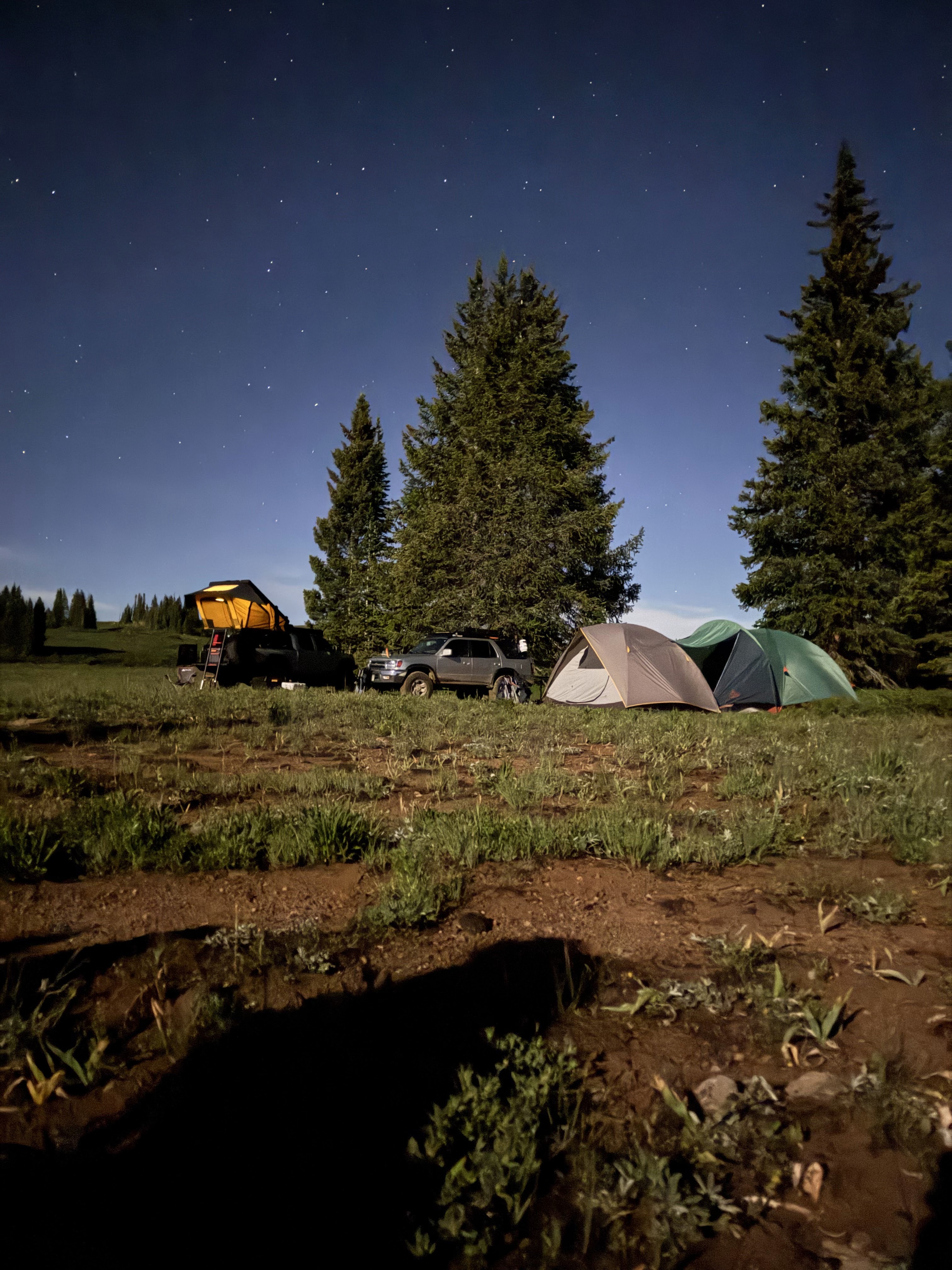 Camp and hike gear outside on an adventure