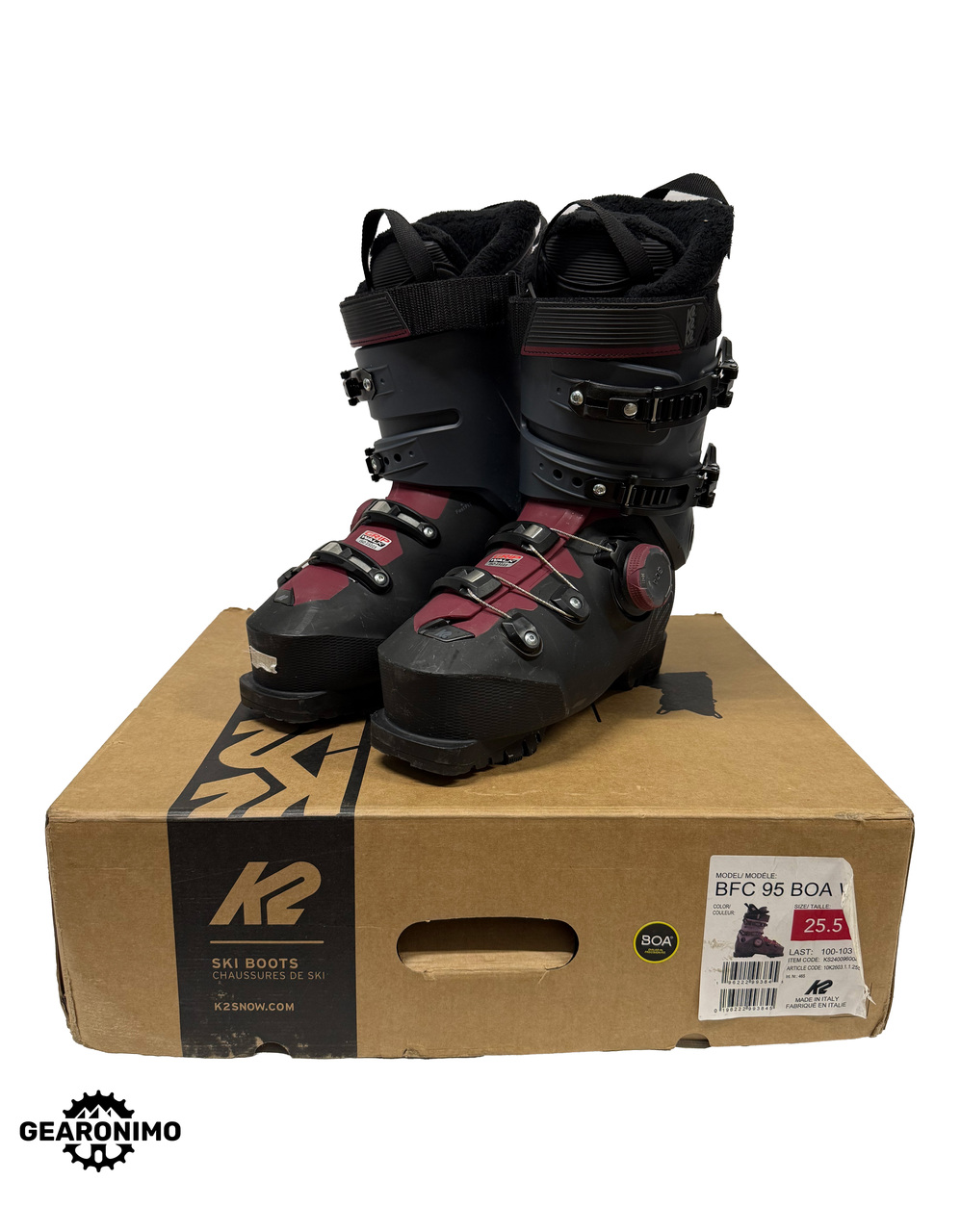 K2 BFC 95 BOA Ski Boots - Womens 8.5  (Mondo 25.5)