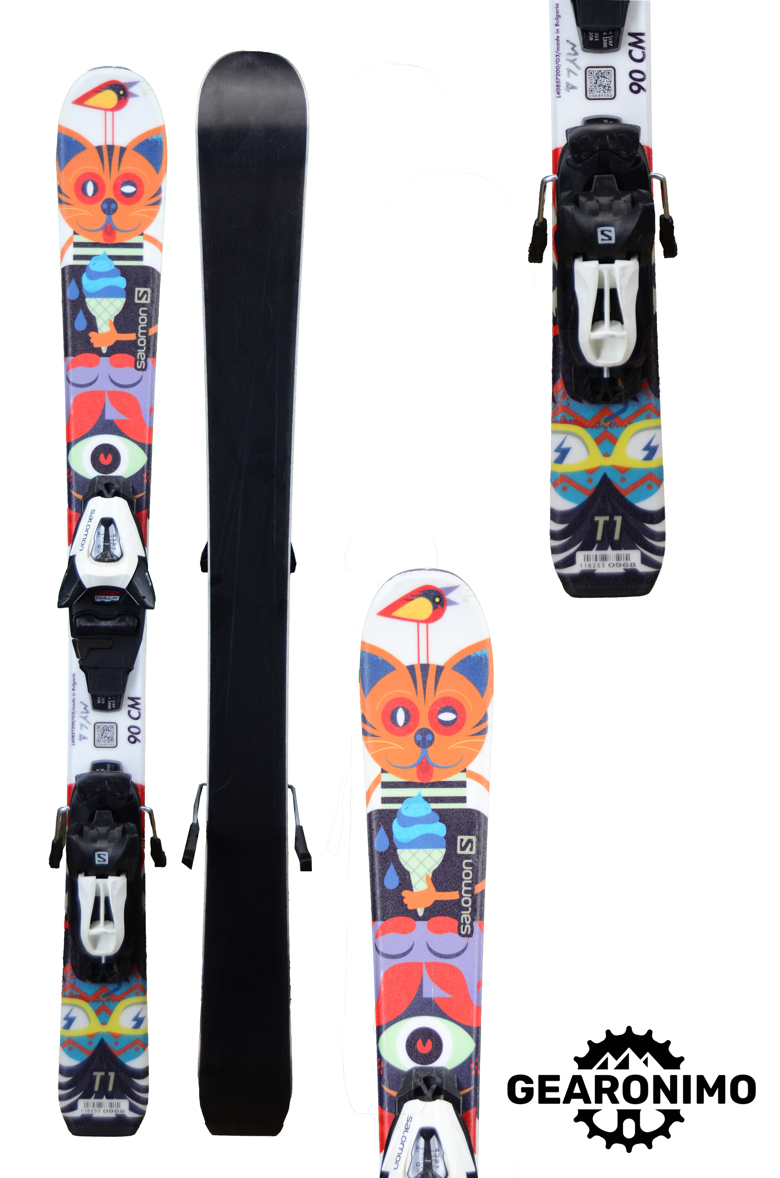 Salomon T1 Junior Skis With Salomon C5 Bindings - 90cm