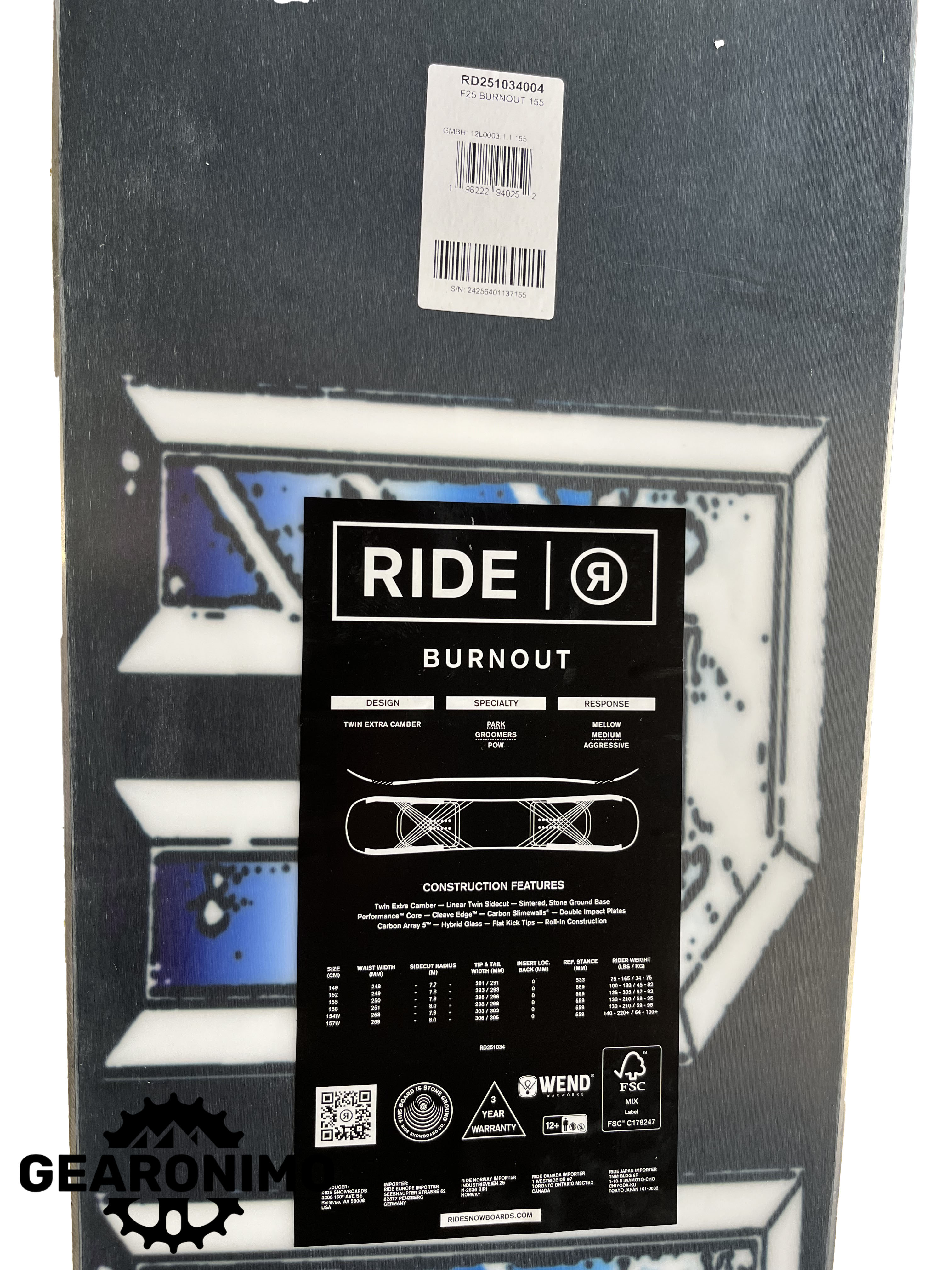Ride Burnout 155 cm 2025