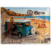 Volkswagen Bay Campervan Ready for the Summer Embossed Metal Tin Sign