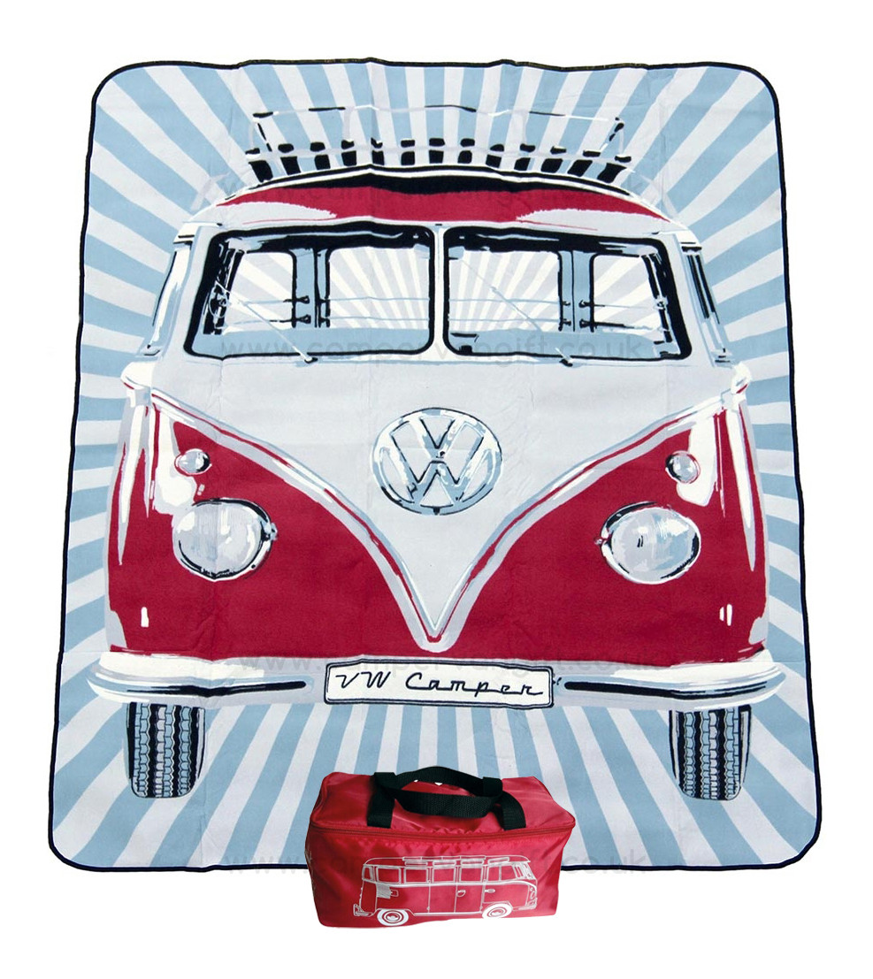 VW Campervan Picnic Blanket with Camper Carry Case Lunch in Retro VW Style