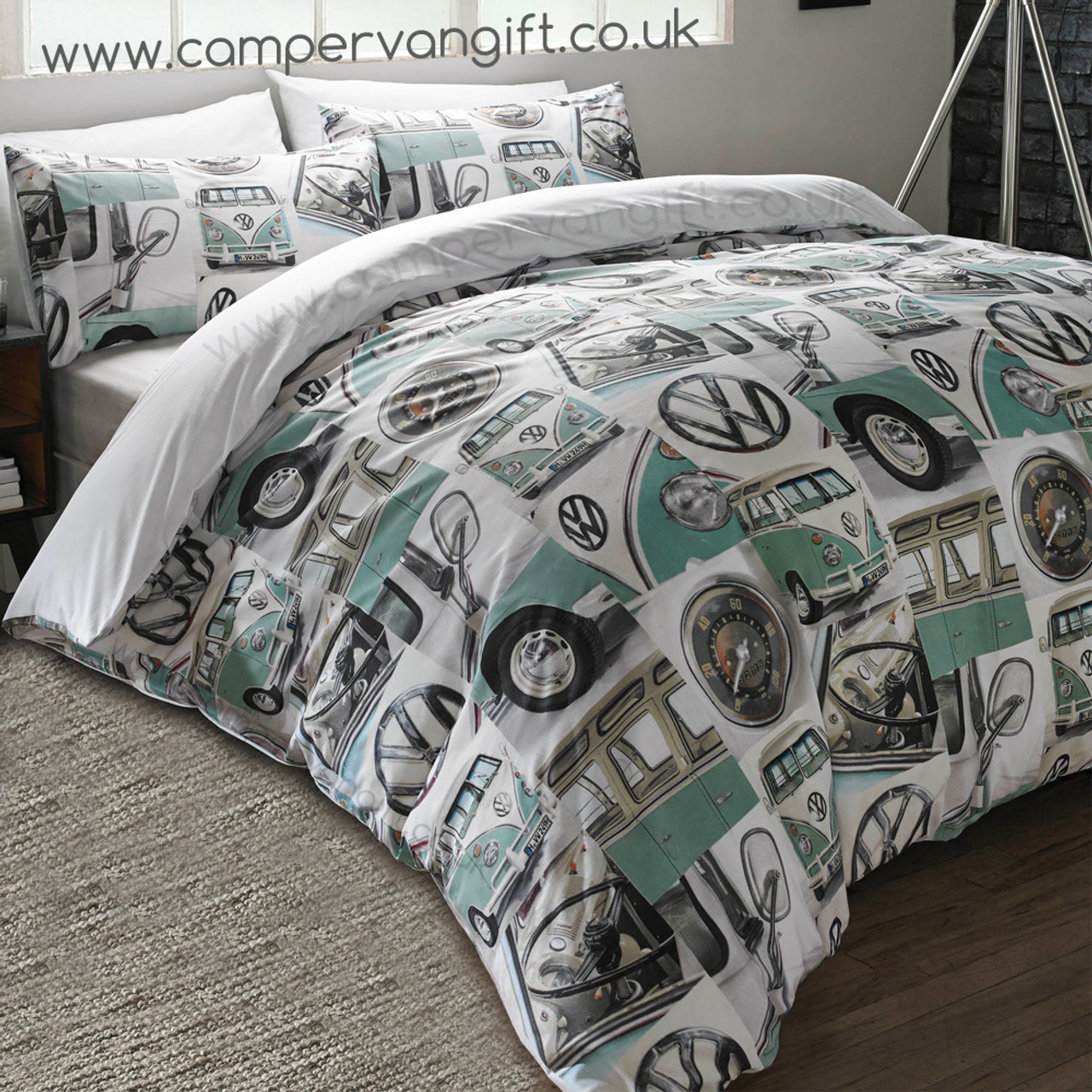 Volkswagen Classic Mint Campervan Duvet And Pillow Case Set