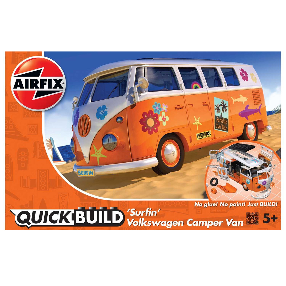Airfix Quick Build Volkswagen Orange Surfin Campervan Requires