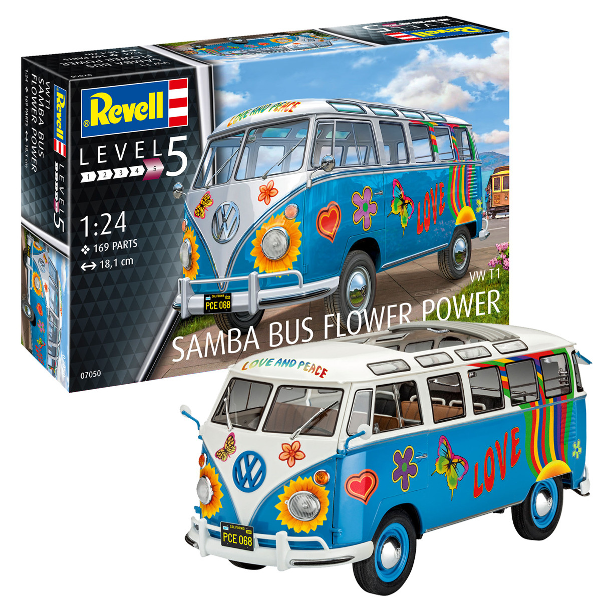 Volkswagen Revell Samba Flower Power Campervan Model Kit - Highly