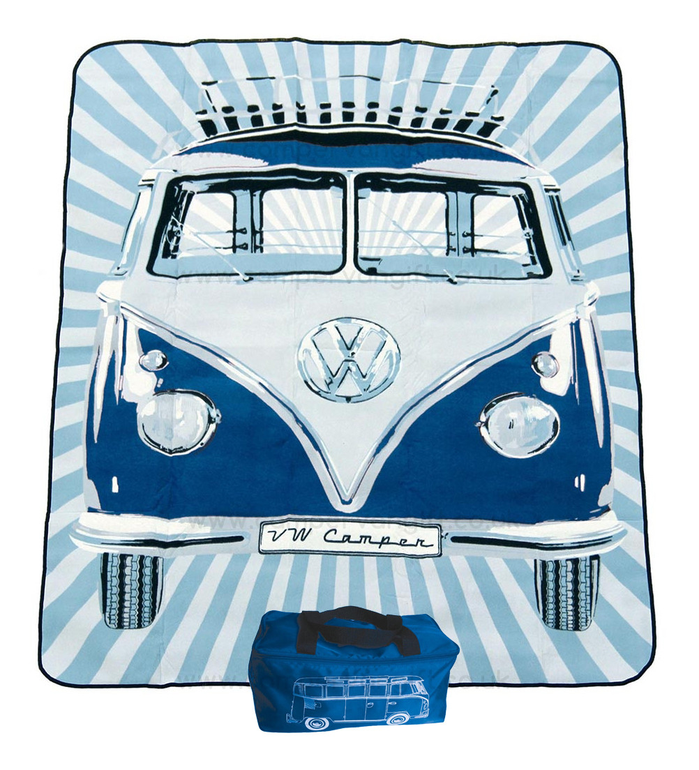VW Campervan Picnic Blanket with Camper Carry Case Lunch in Retro VW