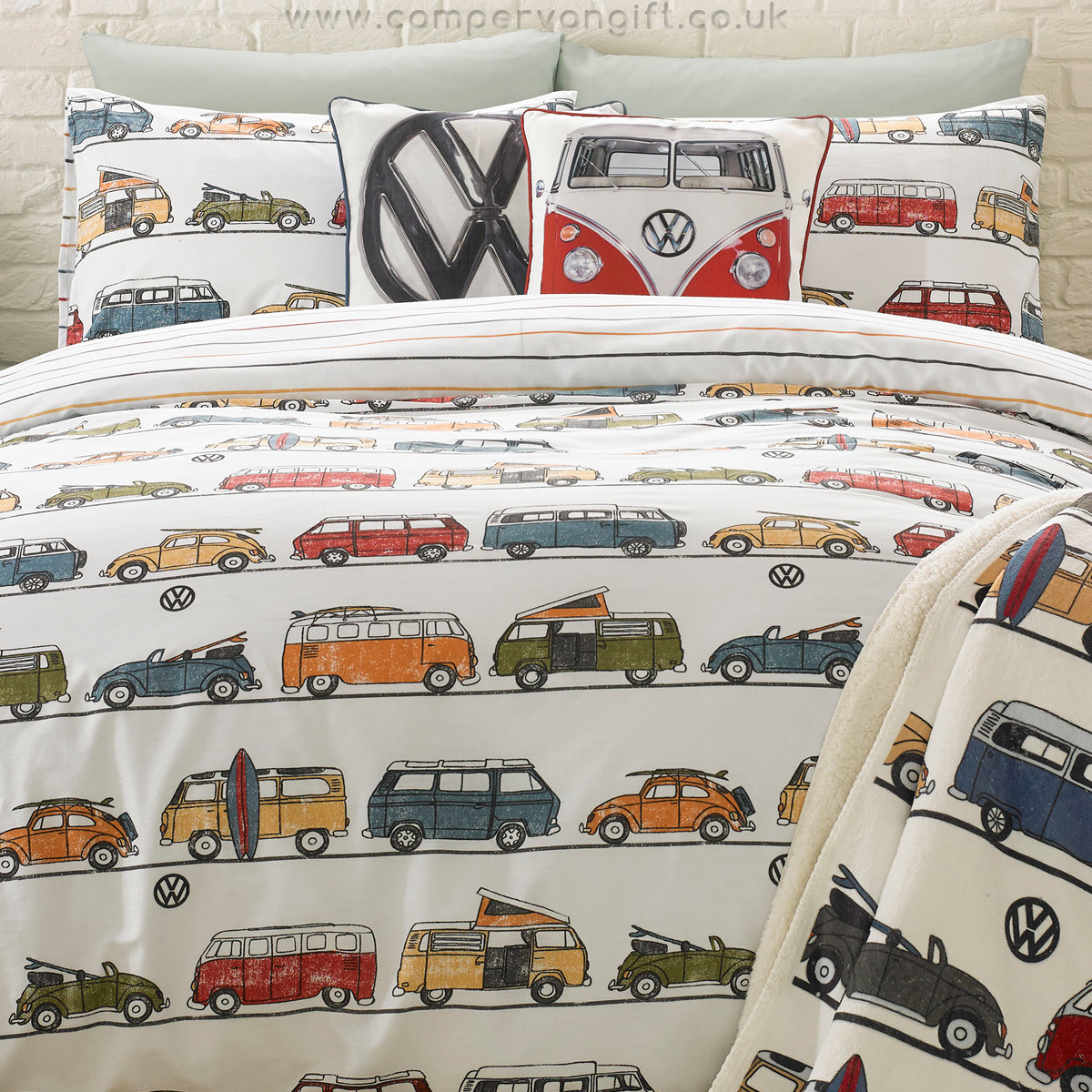 Volkswagen Fun Camper Van Duvet and Pillow Case Set Sleep in Retro