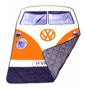 Volkswagen Orange Campervan Quilted Picnic Blanket