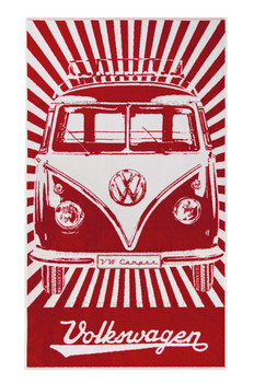 Volkswagen Red Campervan Beach Towel