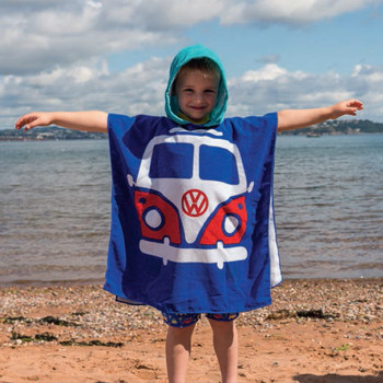 Volkswagen Campervan Kids Blue Beach Poncho