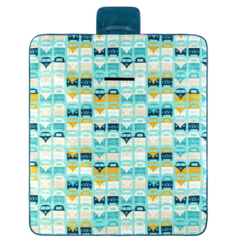 Volkswagen Campervan Blue Beach Picnic Blanket