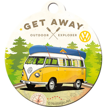 Volkswagen Campervan Lets Get Away Metal Round Key Ring