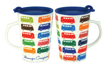 VW Multi Coloured Campervan Travel Mug