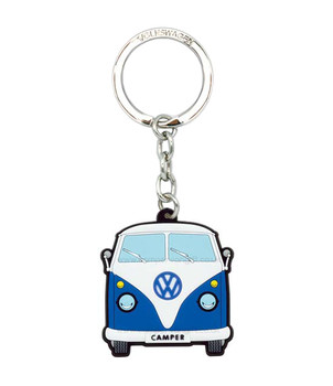 VW Campervan Rubber Keyring - Front View - Blue