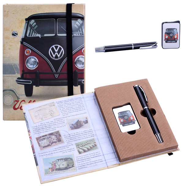 VW Campervan Lighter & Pen Black & Red Gift Set