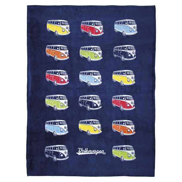 Volkswagen Campervan Colours Fleece Throw Blanket