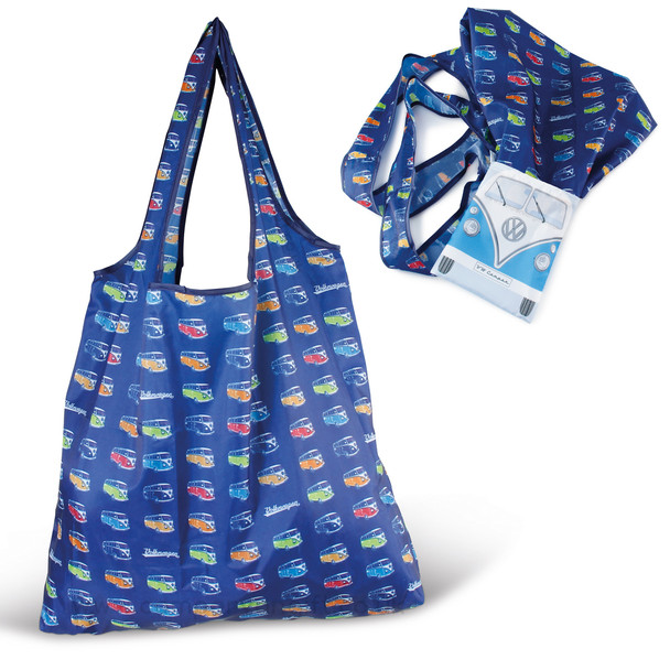 VW Blue Campervan Foldable Shopper Bag