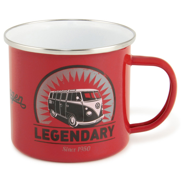 VW T1 Campervan Legendary Red Enamel Tin Mug