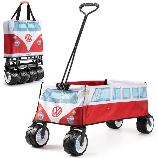 Volkswagen Red Campervan Pull Along Foldable Festival Trolley