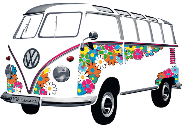 VW T1 Flower Classic Wall Decal Sticker