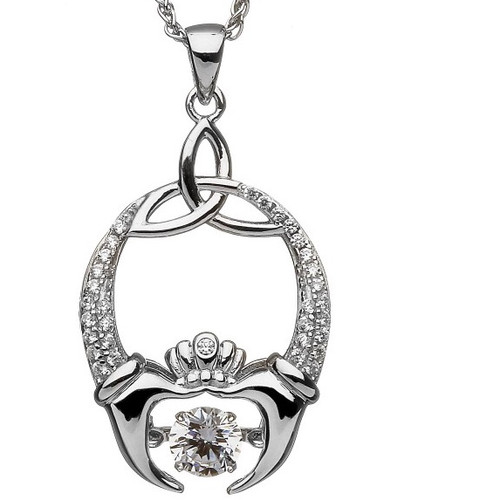 Damhsa Trinity & Claddagh CZ Pendant In Sterling Silver by BORU (DSP001)