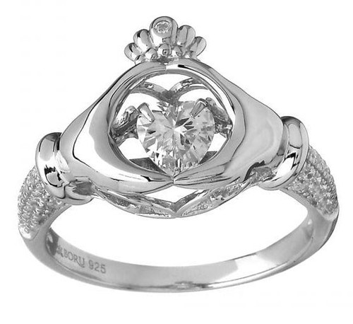 Damhsa Trinity & Claddagh CZ Ring In Sterling Silver by BORU