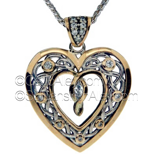 Keith Jack’s new Sterling Silver with 10k yellow gold Cubic Zirconia stone set heart pendant PPX9165-CZ
