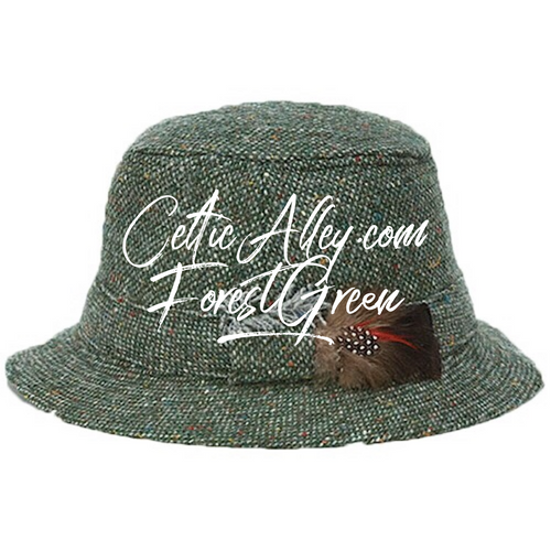 Hanna Hat Donegal IRISH Tweed Walking Hat in FOREST GREEN  HandMade in Ireland