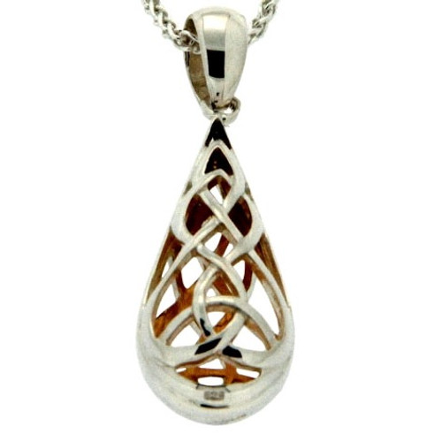 Sterling Silver and 22k Gilded Trinity Teardrop Pendant By Keith Jack
