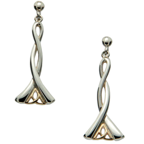 Sterling Silver and 10k Trinity Post Dangle Earrings by  KEITH JACK PEX2373